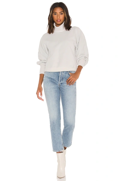 Shop Agolde Extended Rib Sweatshirt In Paper Mache