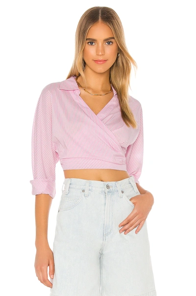 Shop L'academie The Doreen Top In Pink & White Stripe