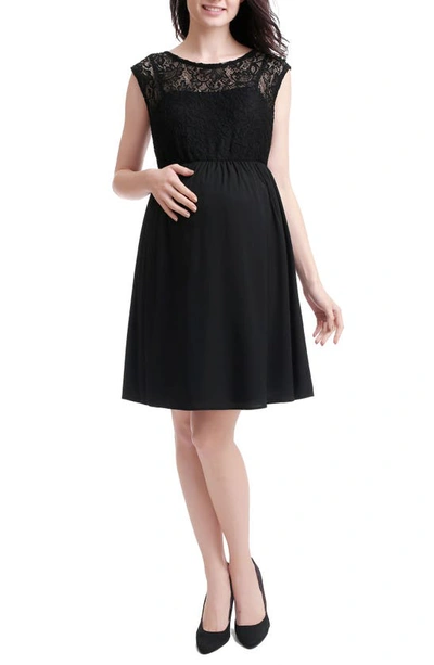 Kimi And Kai Genevieve Lace Maternity Dress In Black