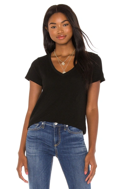 Shop Atm Anthony Thomas Melillo Schoolboy Short Sleeve V Neck Top In Black