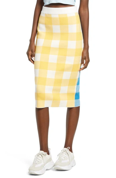 Shop English Factory Gingham Check Pencil Skirt In Multi