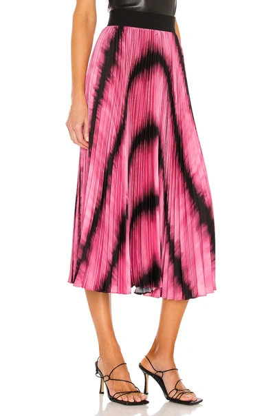 Shop Alice And Olivia Katz Sunburst Pleated Midi Skirt In Washed Tie Dye Pink