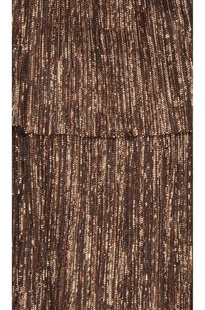 Sabina Musayev Ray Tiered Satin Dress With Bows In Metallic Bronze