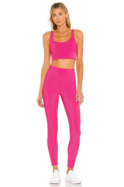 Beach Riot Leah Rib Knit Crop Top In Fuchsia