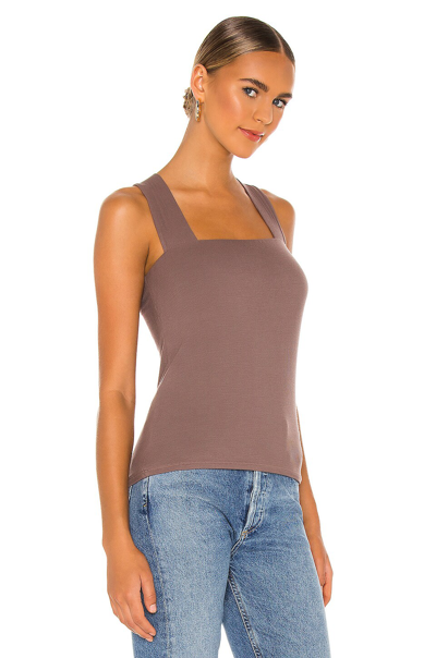 Shop Michael Lauren Marco Tank In Brown Satin