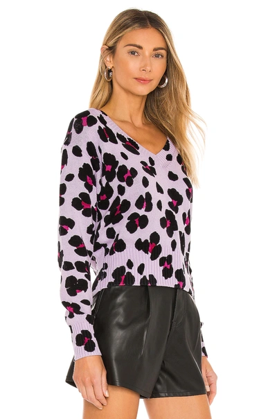 Shop 525 Printed Relaxed V-pullover In Wisteria Leopard Bloom