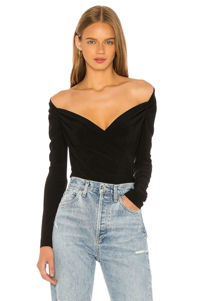 Shop Norma Kamali Long Sleeve Sweetheart Blouse In Black