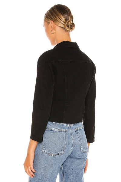 L Agence L'agence Janelle Slim Raw Hem Denim Jacket In Saturated Black