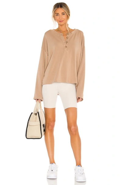 Shop Lovers & Friends Hailey Henley Sweatshirt In Oat Brown