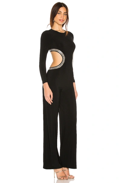 Shop Norma Kamali Stud Long Sleeve Cut Out Jumpsuit In Black
