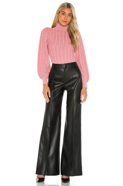 Shop Alice And Olivia Dylan Vegan Leather High Waist Wide Leg Pant In Black