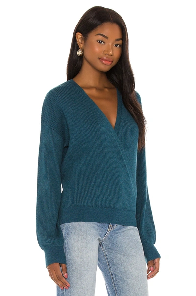 Shop Bobi Black Fine Cotton Sweater In Heather Teal