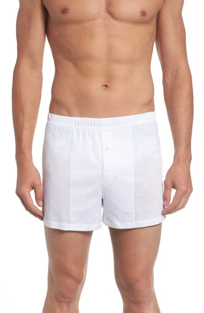 Shop Hanro Cotton Sporty Knit Boxers In White