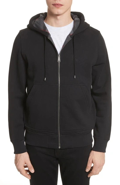 Shop Burberry Fordson Fleece Hoodie In Black