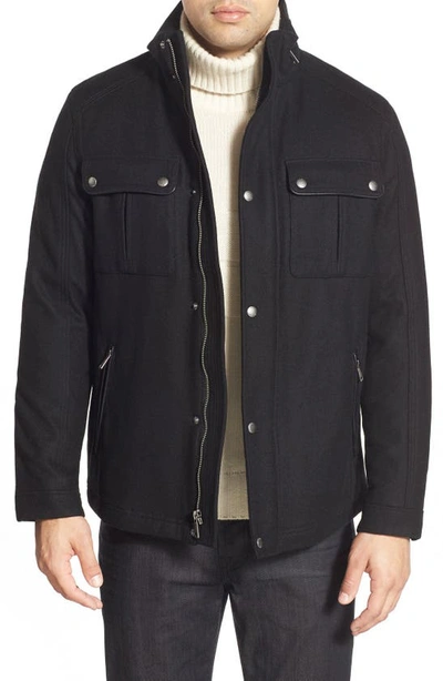 Shop Cole Haan Melton Coat In Black