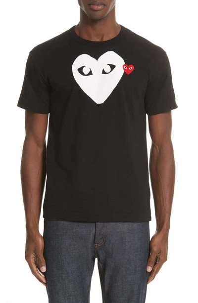 Shop Comme Des Garçons Play X-ray Heart Logo Graphic Tee In Black 1
