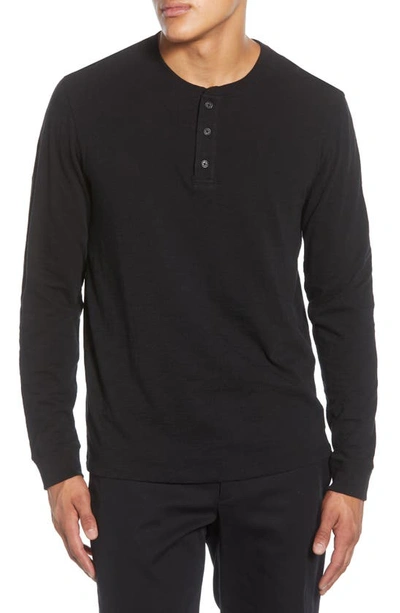 Shop Vince Long Sleeve Slub Henley In Black