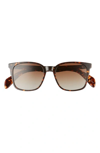 Shop Rag & Bone 52mm Polarized Rectangular Sunglasses In Havana/ Brown Gradient