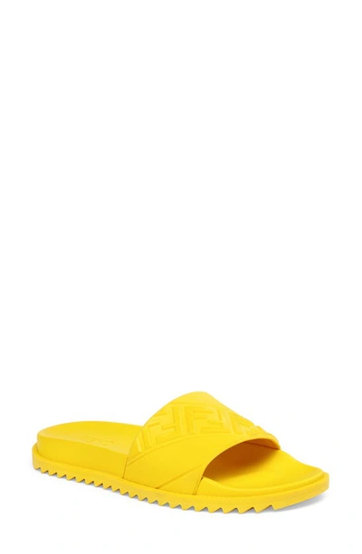 Shop Fendi Ff Slide Sandal In Yellow