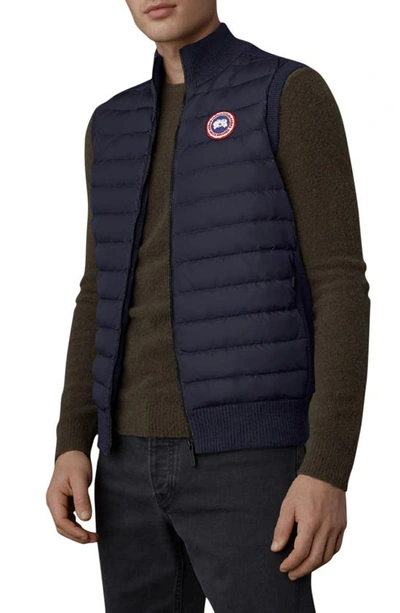 Shop Canada Goose Hybridge Knit Quilted Down Vest In Navy
