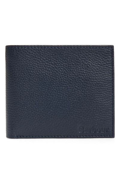 Shop Barbour Amble Leather Rfid Wallet In Navy/ Classic Tartan