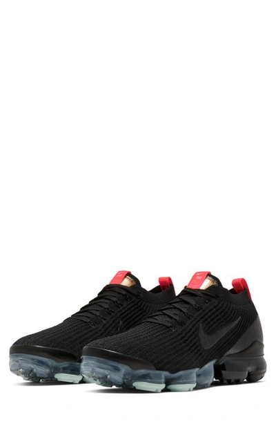 Shop Nike Air Vapormax Flyknit 3 Running Shoe In Black/ Igloo/ Flash Crimson
