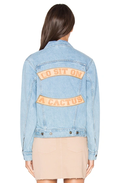Shop Understated Leather Go Sit On A Cactus Denim Jacket. In Sky Blue