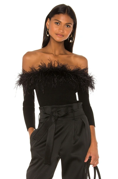 Shop Milly Feather Top In Black