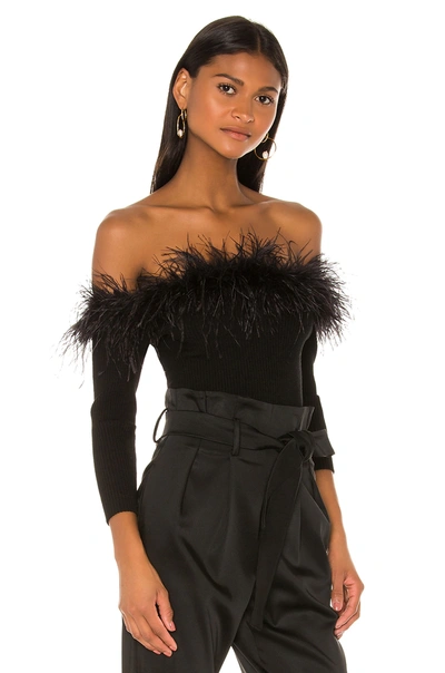 Shop Milly Feather Top In Black