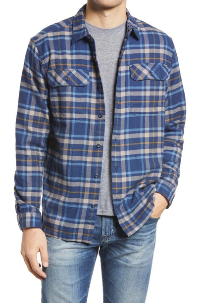Shop Patagonia Fjord Regular Fit Organic Cotton Flannel Shirt In Independence New Navy