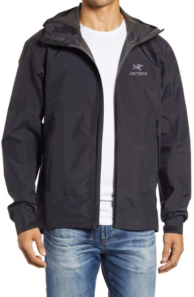 Shop Arc'teryx Zeta Sl Waterproof Gore-tex Hooded Jacket In Black