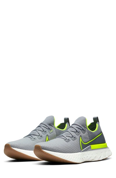 Shop Nike React Infinity Run Flyknit Running Shoe In Particle Grey/ Volt/ Grey