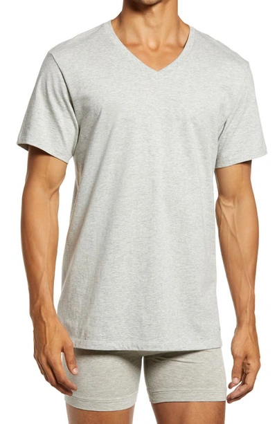 Shop Calvin Klein 3-pack Cotton V-neck T-shirt In Heather Grey/ White/ Black
