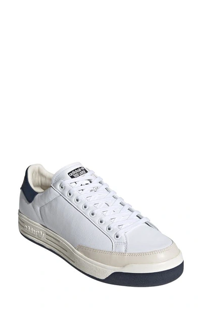 Shop Adidas Originals Rod Laver Vintage Leather Sneaker In White/ Navy/ Off White