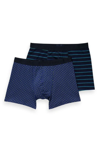 Shop Scotch & Soda Assorted 2-pack Classic Boxer Shorts In Blue