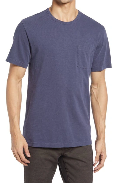 Shop Faherty Sunwashed Organic Cotton Pocket T-shirt In Navy