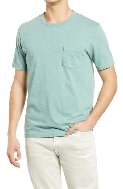 Shop Faherty Sunwashed Organic Cotton Pocket T-shirt In Jade