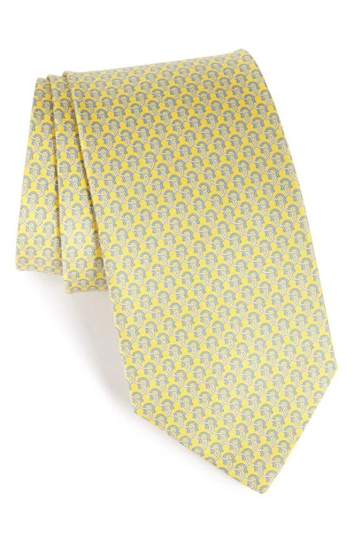 Shop Ferragamo Darwin Geometric Gancini Silk Tie In Yellow