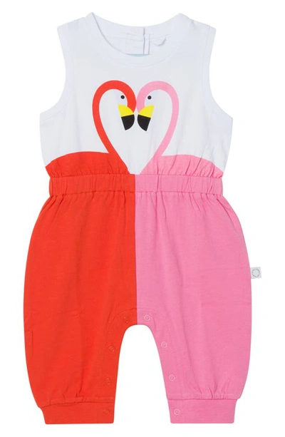 Shop Stella Mccartney Flamingo Cotton Jersey Romper In Pink