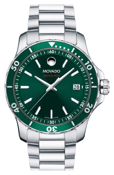 Shop Movado 'series 800' Bracelet Watch, 40mm In Silver/ Green