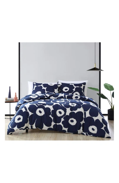 Shop Marimekko Unikko Duvet Cover & Sham Set In Indigo Blue