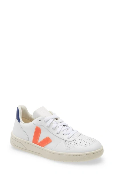 Shop Veja V-10 Sneaker In Extra White/ Orange/ Cobalt