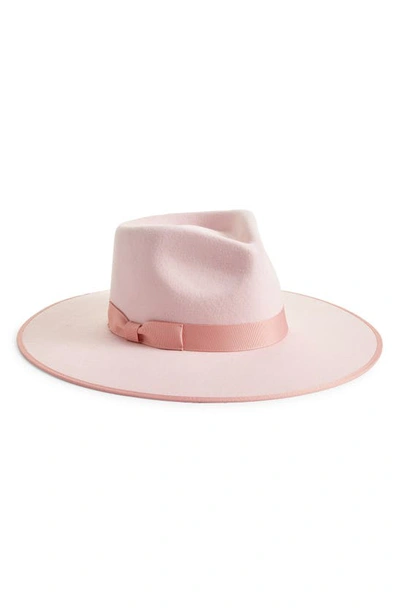 Shop Lack Of Color Stardust Rancher Wool Felt Fedora In Dusty Pink