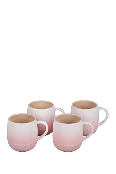Shop Le Creuset Set Of Four 14-ounce Stoneware Mugs In Shell Pink