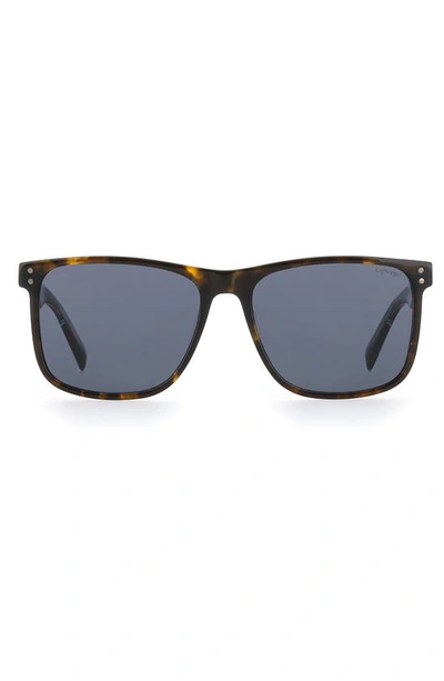 Shop Levi's 57mm Rectangle Sunglasses In Havana/ Blue Sky