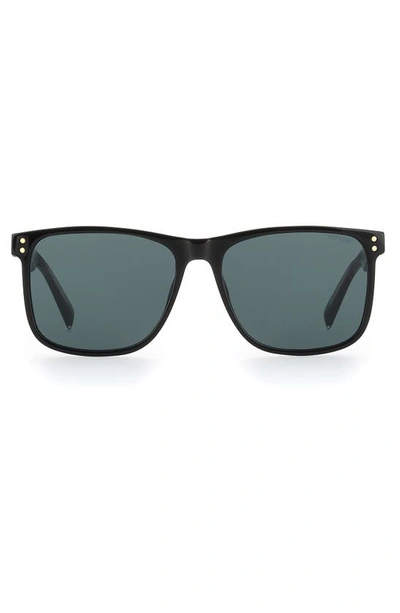 Shop Levi's 57mm Rectangle Sunglasses In Black/ Green