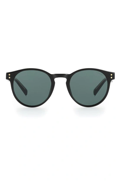 Shop Levi's 50mm Round Sunglasses In Black/ Green