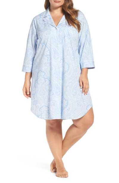 Shop Lauren Ralph Lauren Knit Jersey Sleep Shirt In Blue