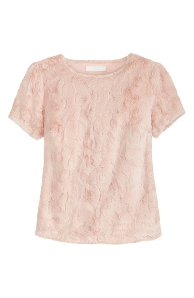 Shop Adyson Parker Faux Fur Short Sleeve Top In Cameo Rose