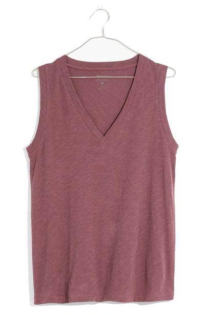 Shop Madewell Whisper Cotton V-neck Tank In Manor Purple